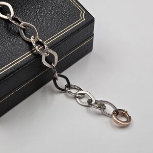 Vintage Sterling Silver & 10k Rose Gold Bracelet 7"